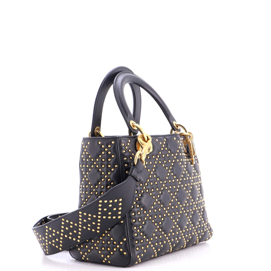 Christian Dior Supple Lady Dior Bag Cannage Studs Lambskin Medium