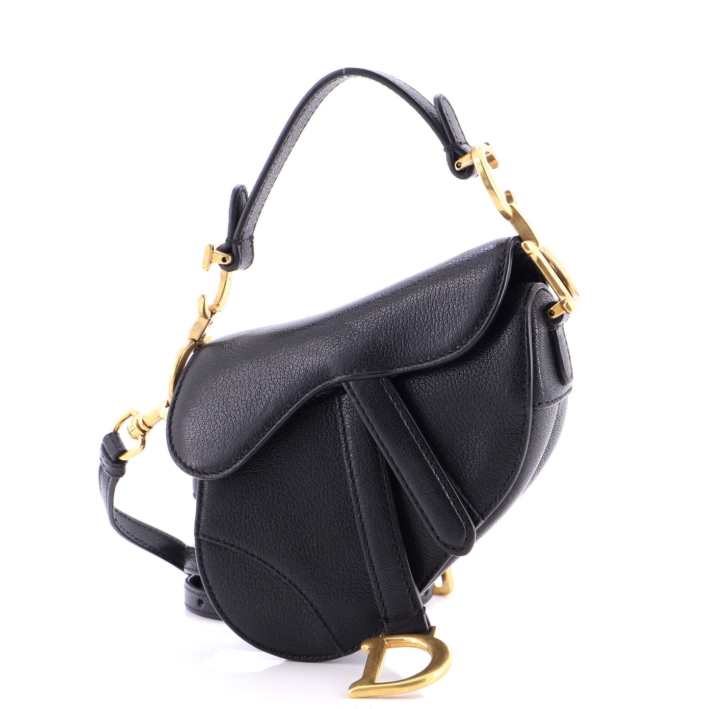 Christian Dior Saddle Handbag with Strap, Leather, Micro