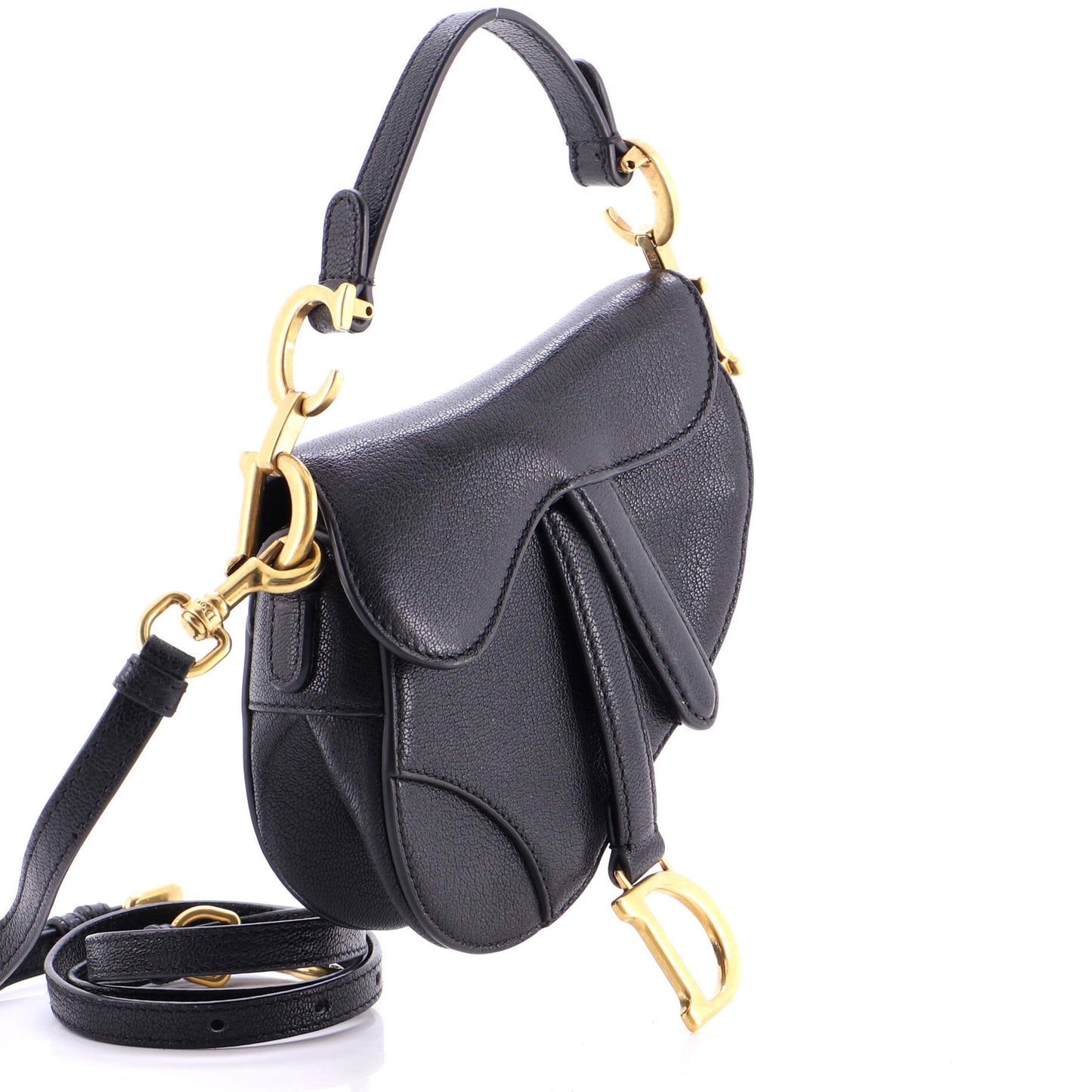 Christian Dior Saddle Handbag with Strap, Leather, Micro