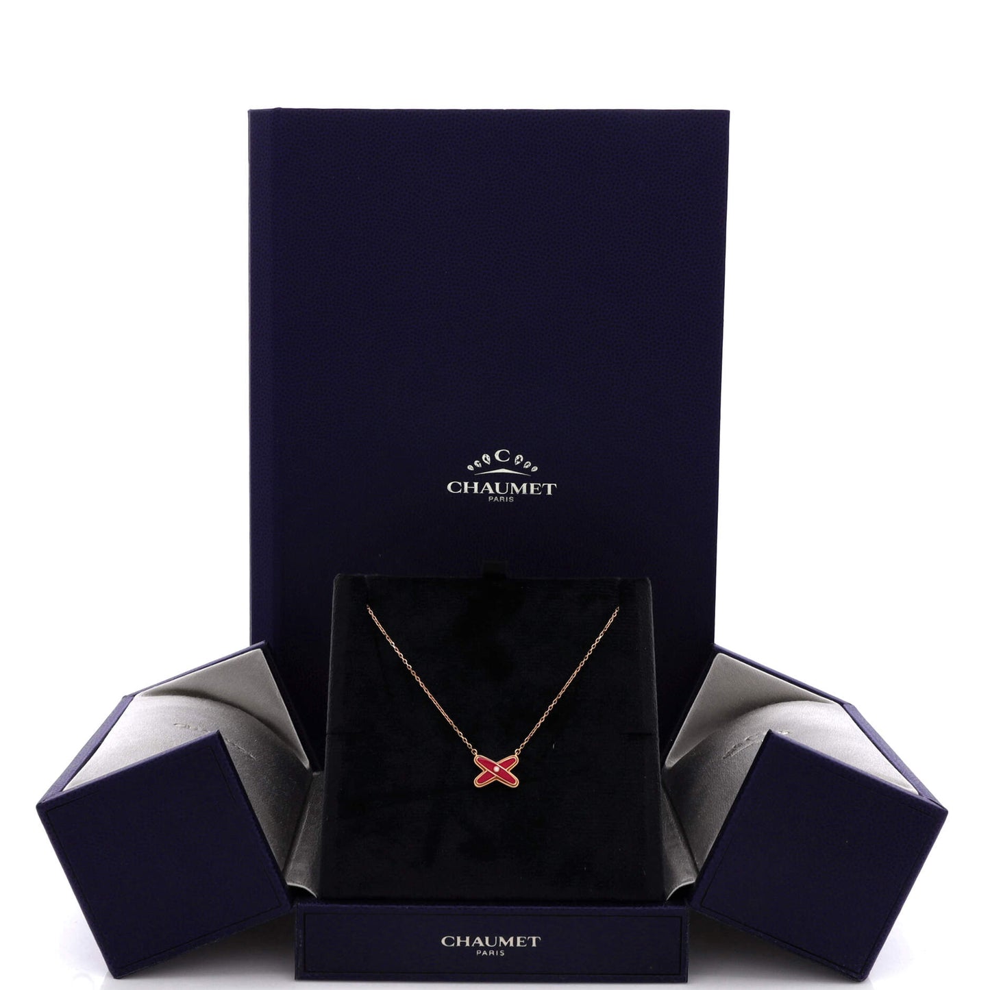 Chaumet Joux de Liens pendant necklace in 18K rose gold with diamonds and lacquer