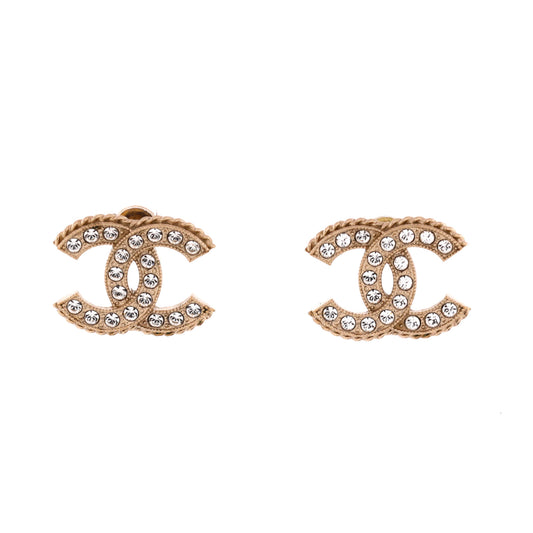 Chanel CC stud earrings in metal with crystals