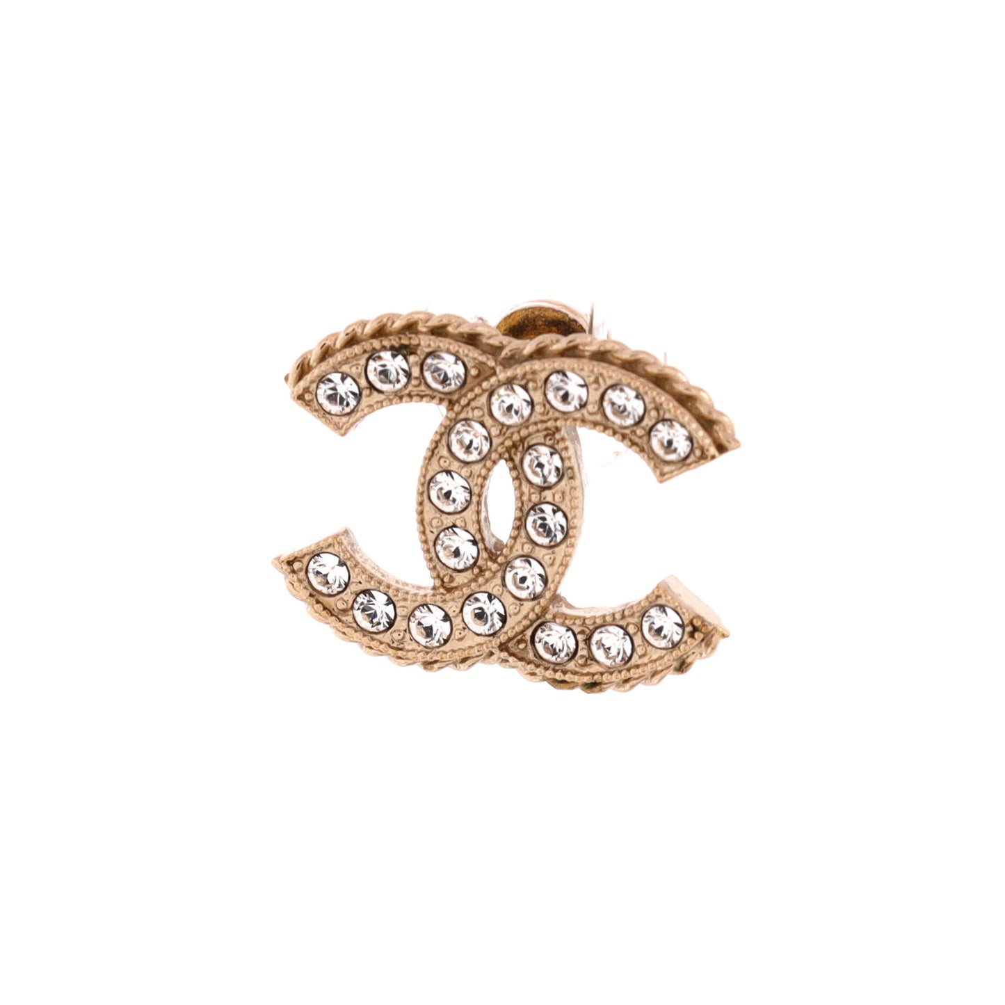 シャネル CC スタッド イヤリング メタル クリスタル付き