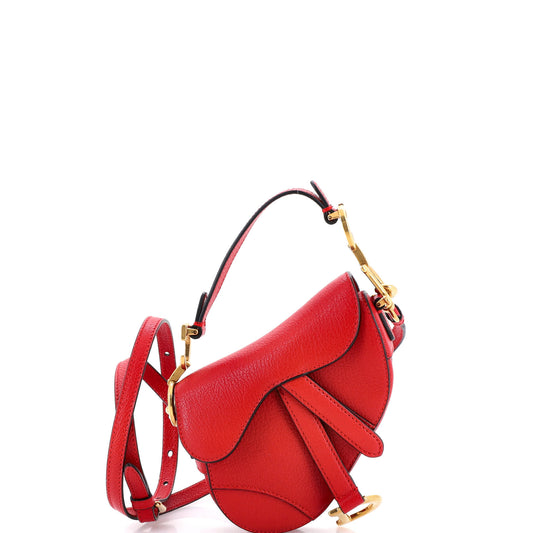 Christian Dior Saddle Handbag with Strap, Leather, Micro