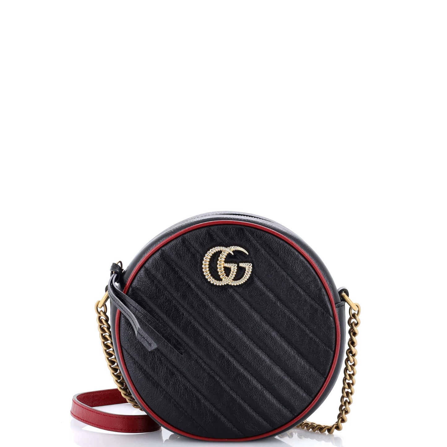 Gucci GG Marmont round shoulder bag, crossbody, quilted leather, mini