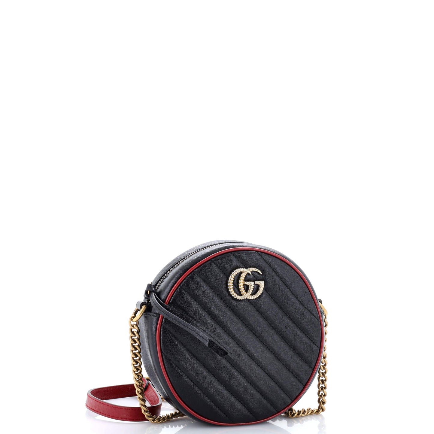 Gucci GG Marmont round shoulder bag, crossbody, quilted leather, mini