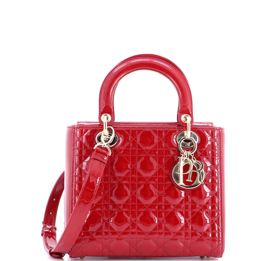 Christian Dior Lady Dior NM Cannage Quilted Patent Leather Medium Bag
