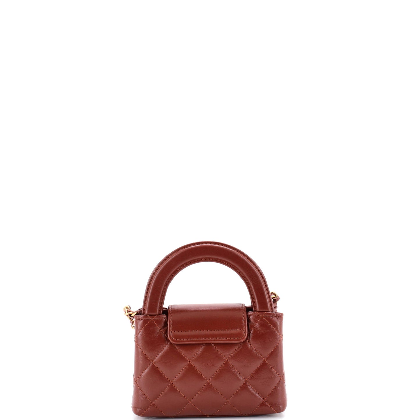 Chanel Kelly Top Handle Shopping Bag in Quilted Shiny Aged Calfskin Nano