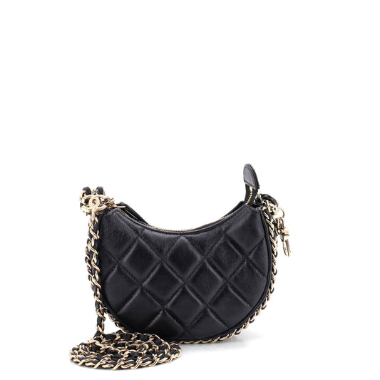 Chanel Chain-Around Hook Hobo Bag in Quilted Lambskin Mini