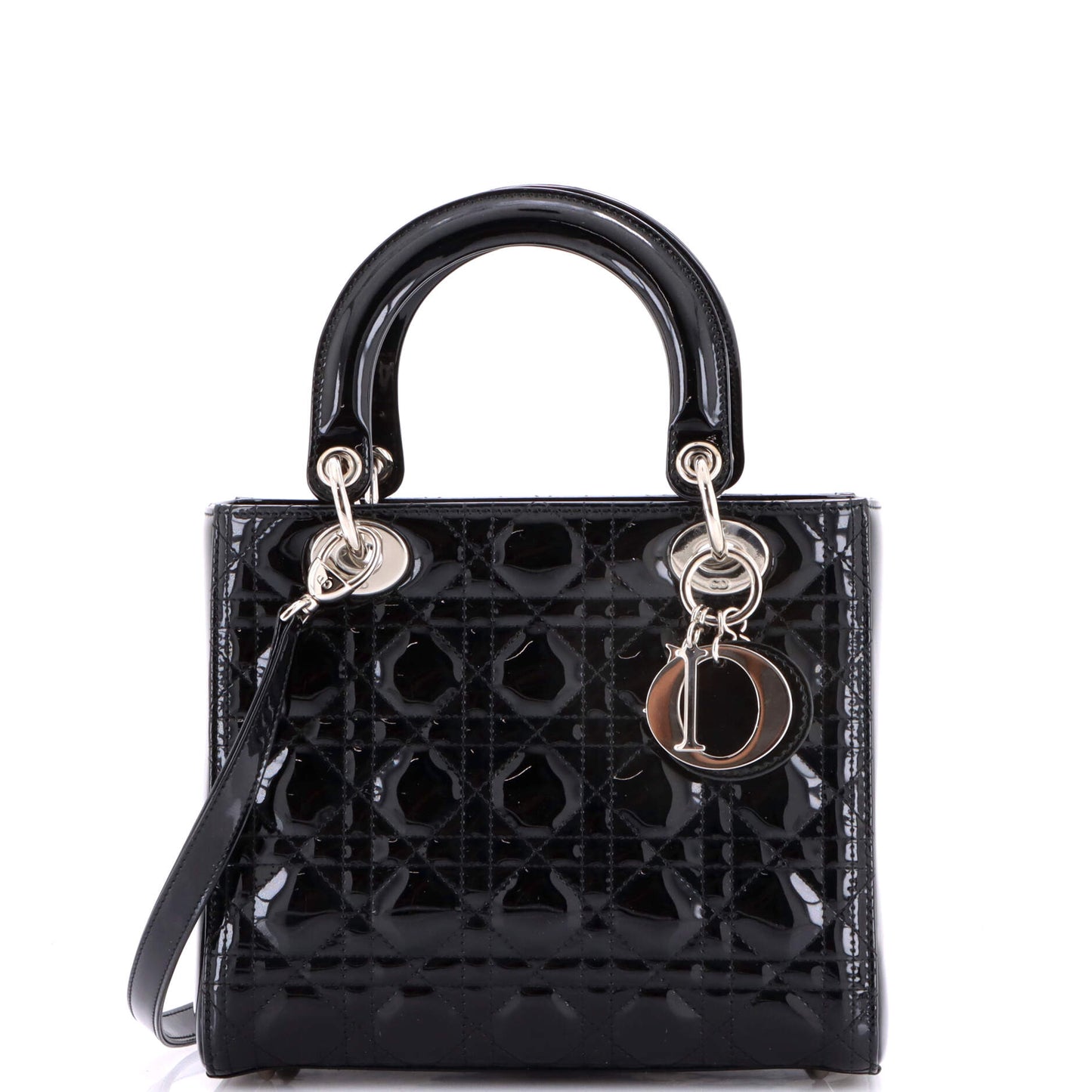Christian Dior Lady Dior Cannage Quilted Enamel Medium Bag