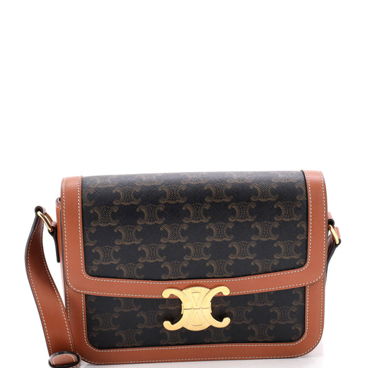 Celine Triomphe Medium Coated Canvas Shoulder Bag