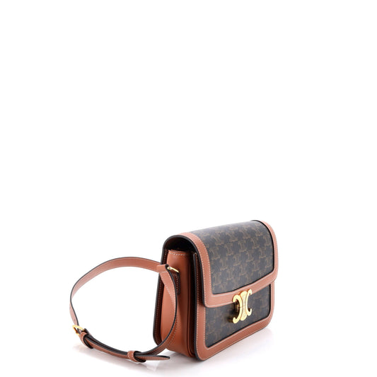 Celine Triomphe Medium Coated Canvas Shoulder Bag