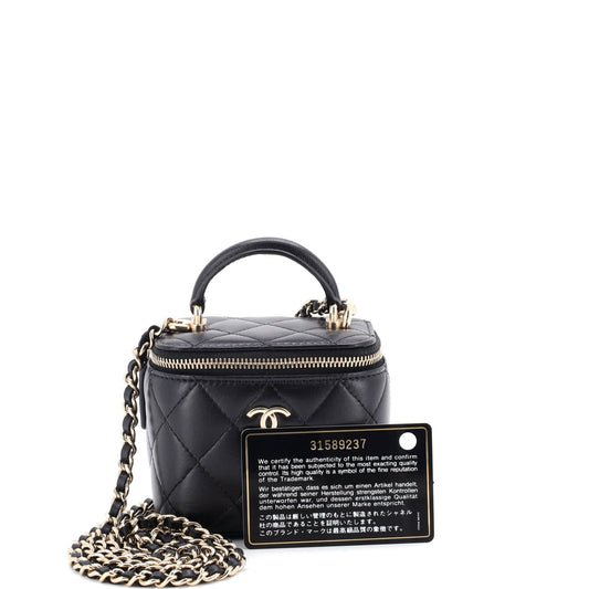 Chanel Classic Top Handle Vanity Case with Chain, Quilted Lambskin, Mini