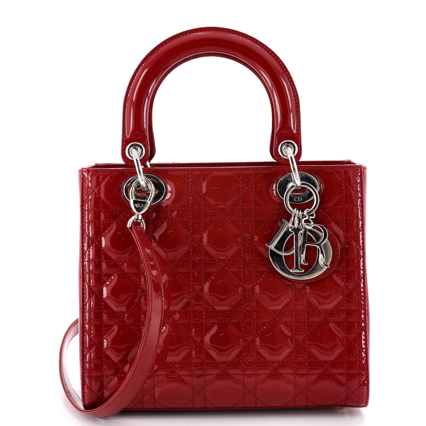 Christian Dior Lady Dior NM Cannage Quilted Patent Leather Medium Bag