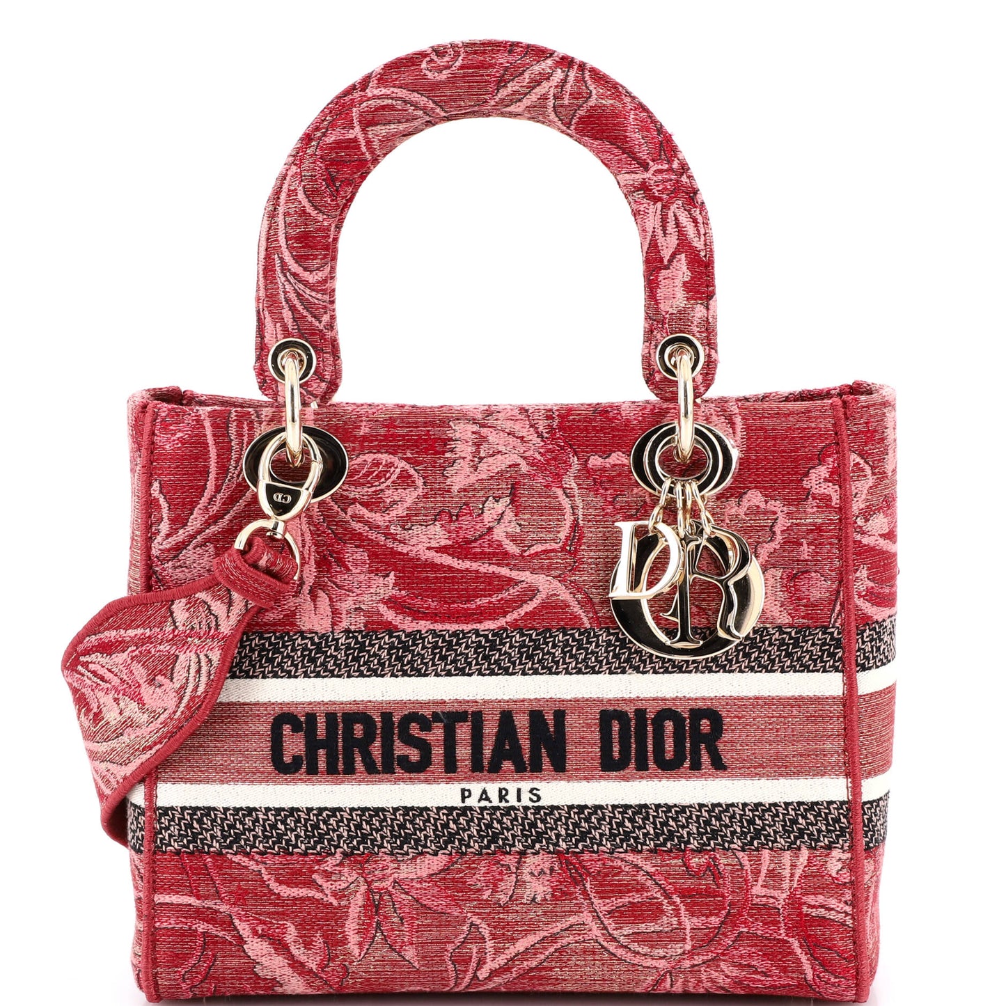 Christian Dior Lady D-Lite Bag, Medium, Embroidered Canvas
