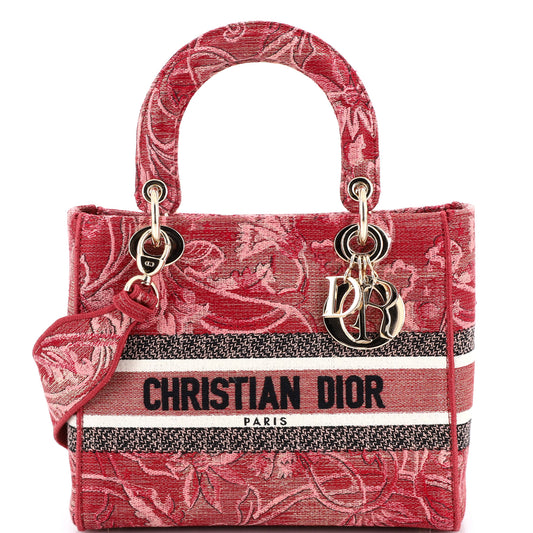 Christian Dior Lady D-Lite Bag, Medium, Embroidered Canvas