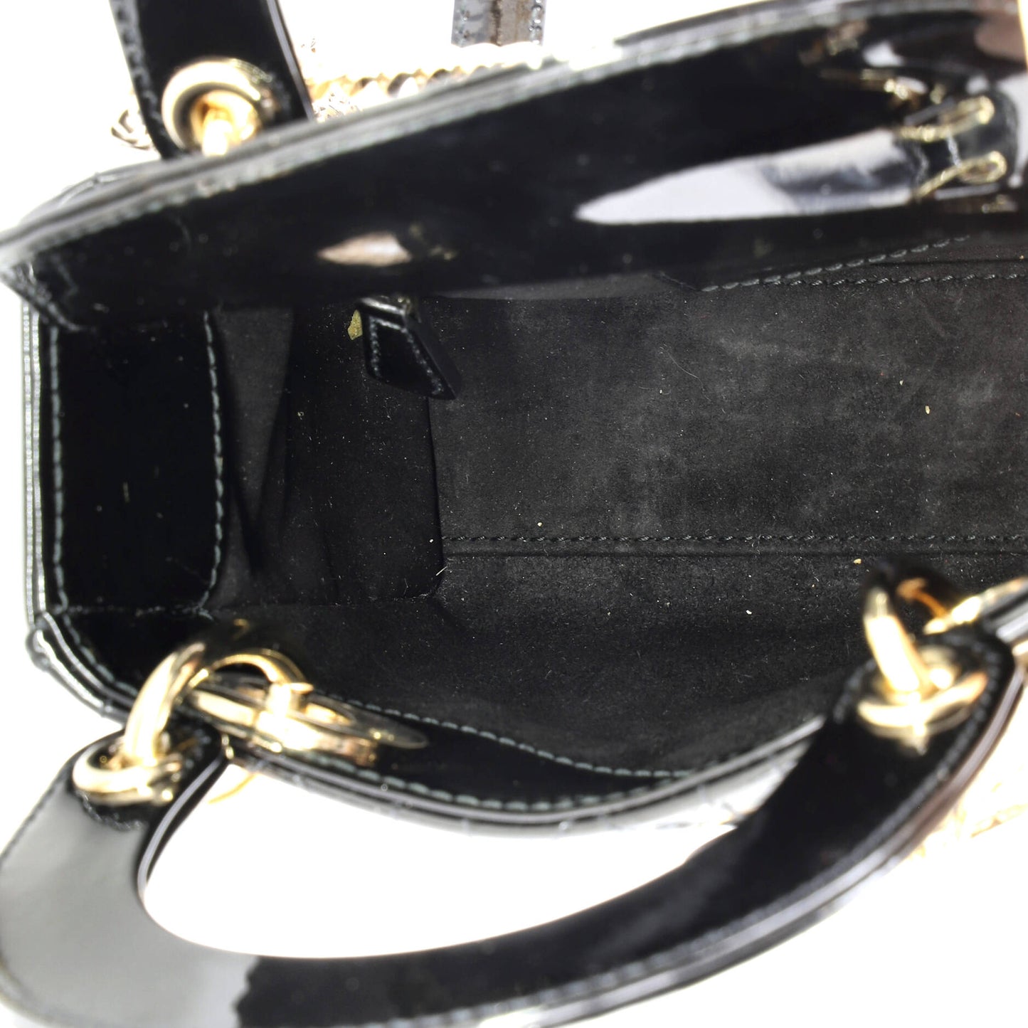 Christian Dior Lady Dior Cannage Quilted Patent Mini Chain Bag