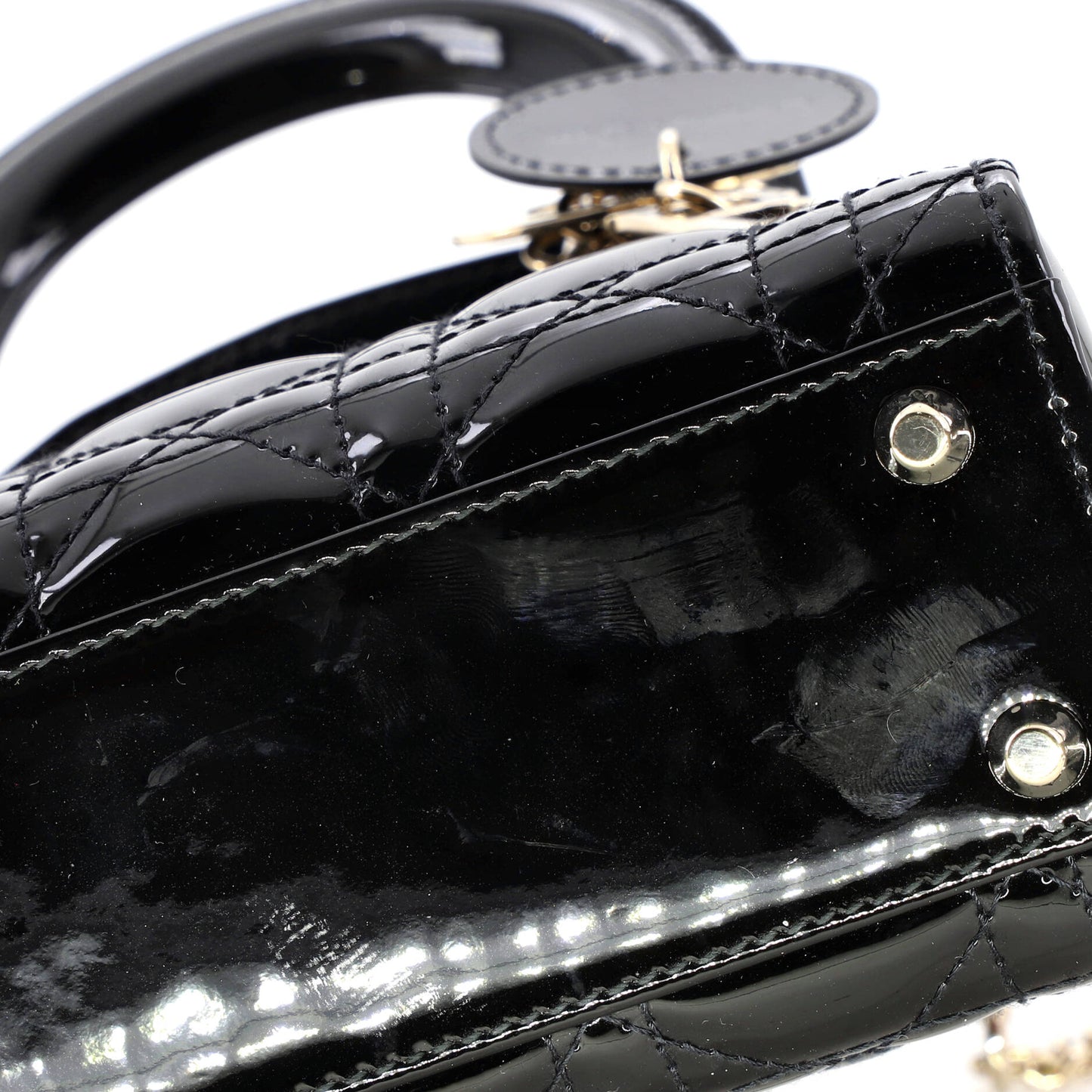 Christian Dior Lady Dior Cannage Quilted Patent Mini Chain Bag