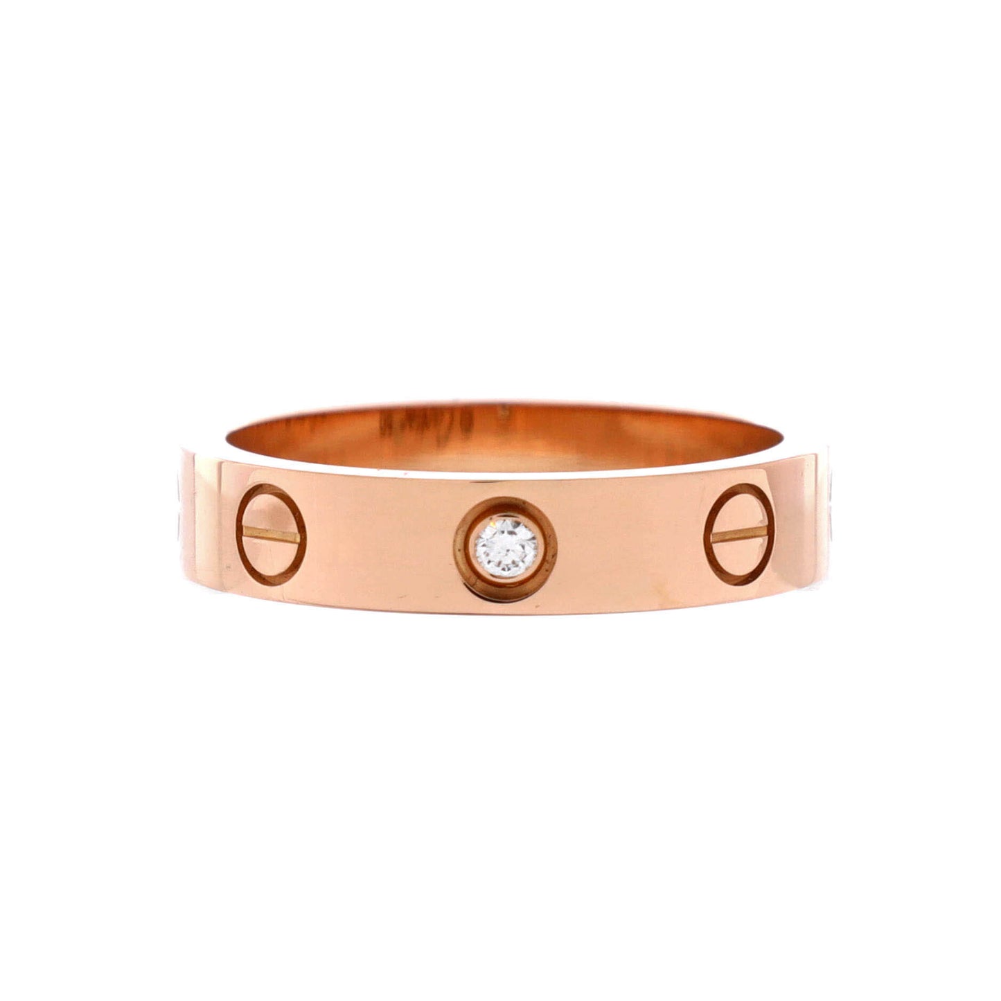 Cartier Love Wedding Band 1 Diamond Ring in 18K Rose Gold with Diamonds