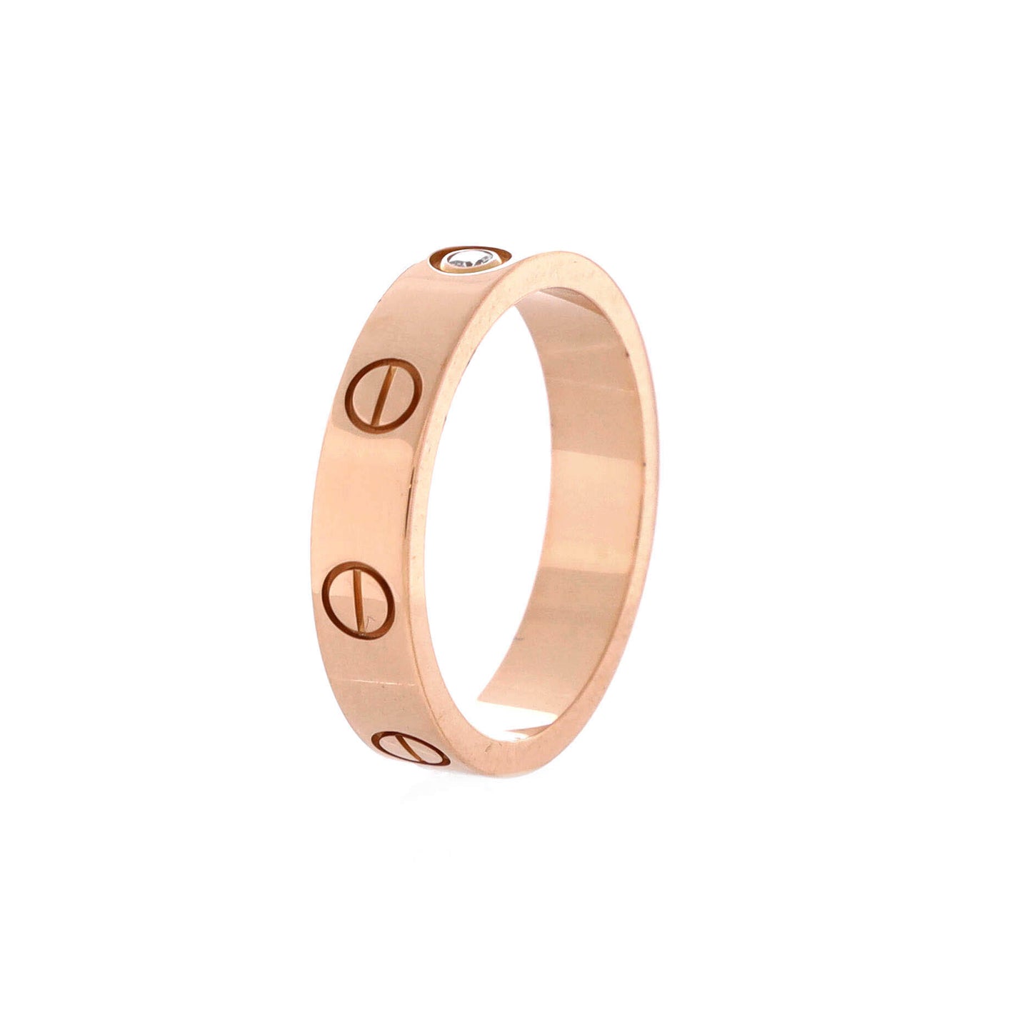 Cartier Love Wedding Band 1 Diamond Ring in 18K Rose Gold with Diamonds