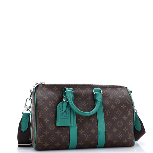 Louis Vuitton Keepall Bandouliere Bag in Macassar Monogram Canvas, Size 35