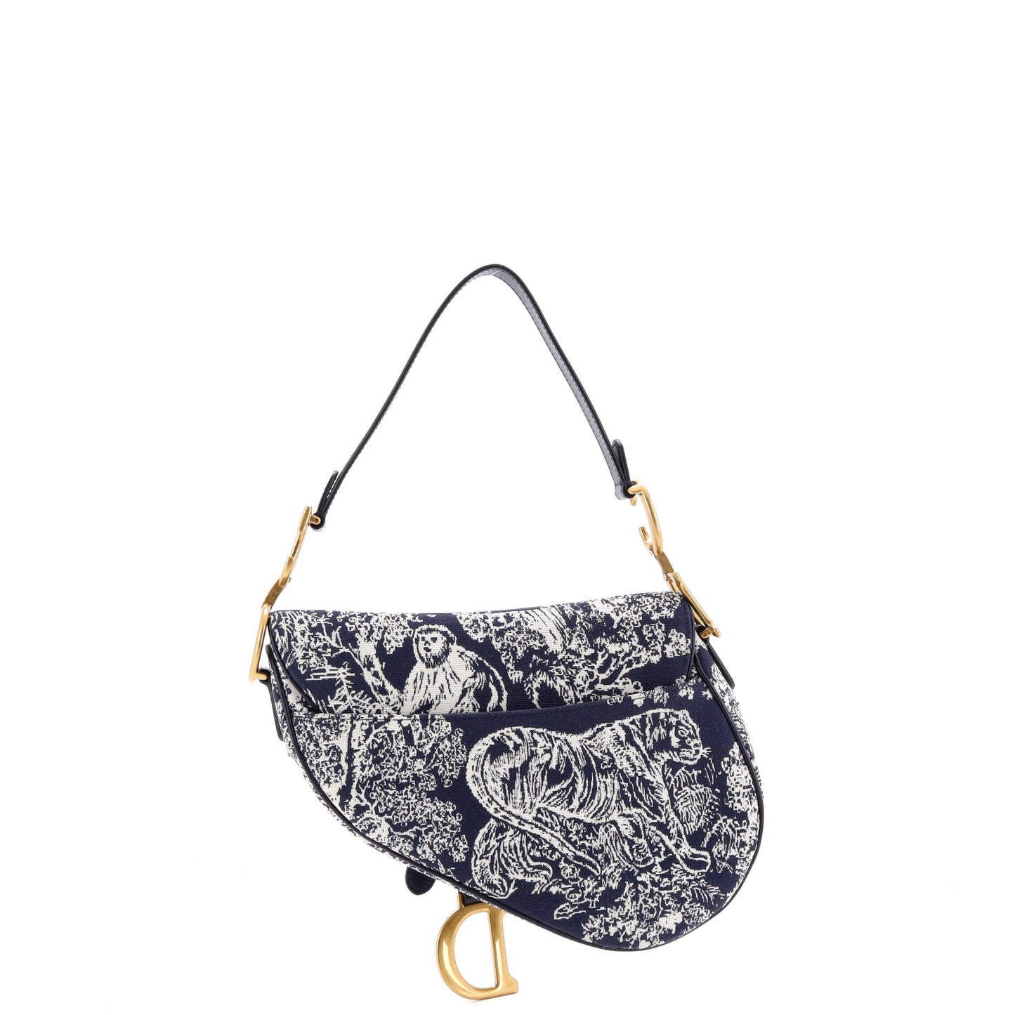 Christian Dior Toile de Jouy Saddle Bag, Embroidered Canvas, Medium
