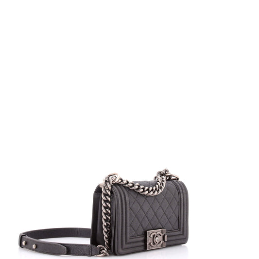 Chanel Boy Quilted Caviar Flap Bag Small