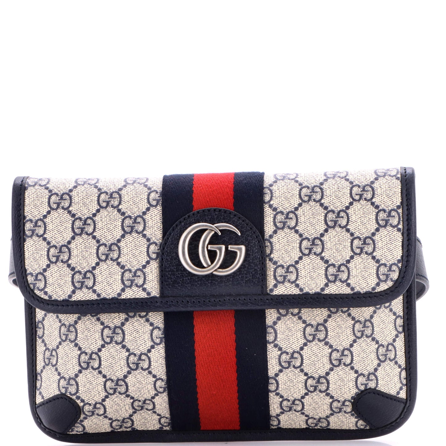 Gucci Ophidia flap belt bag in GG coated canvas and leather