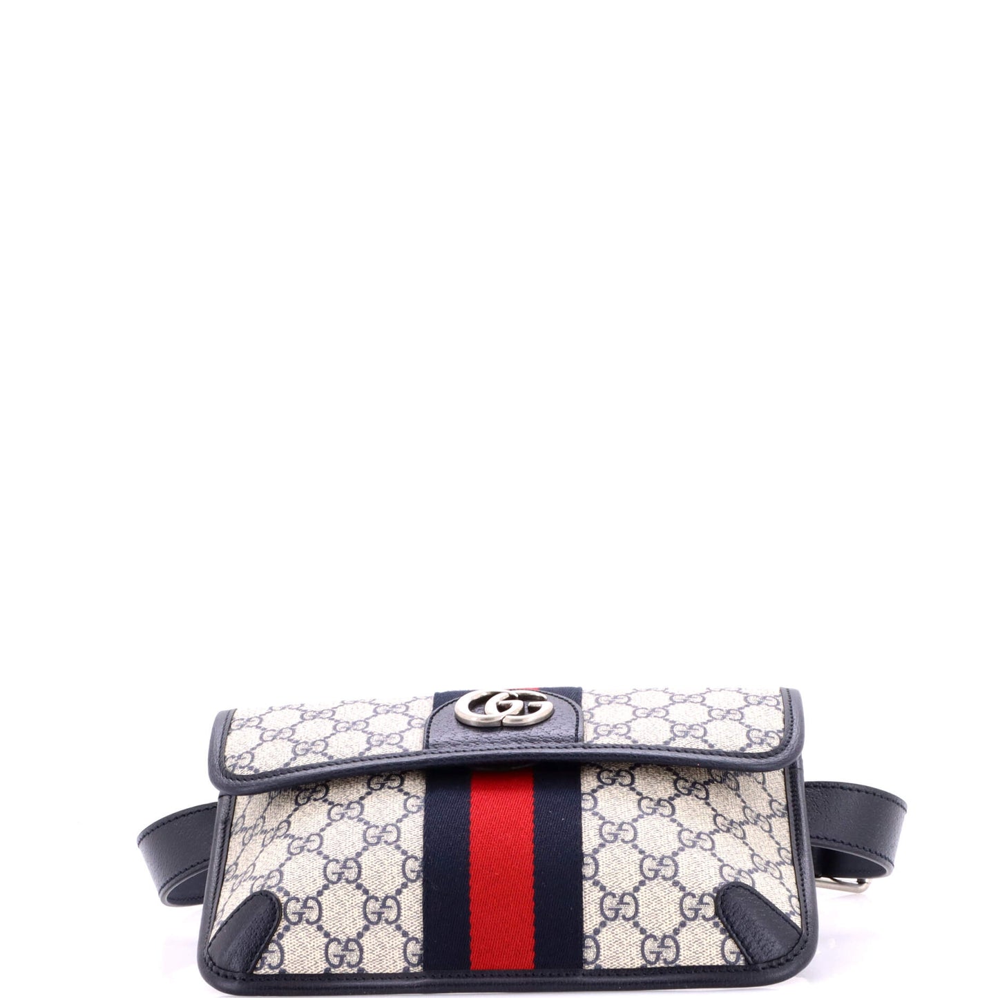 Gucci Ophidia flap belt bag in GG coated canvas and leather