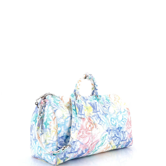 Louis Vuitton Keepall Bandouliere Bag Limited Edition Monogram Pastel Multicolor 50