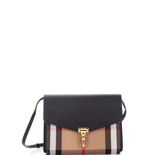 Burberry Macken Crossbody Bag in Leather and House Check Canvas, Small