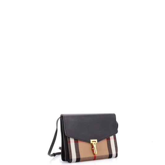 Burberry Macken Crossbody Bag in Leather and House Check Canvas, Small