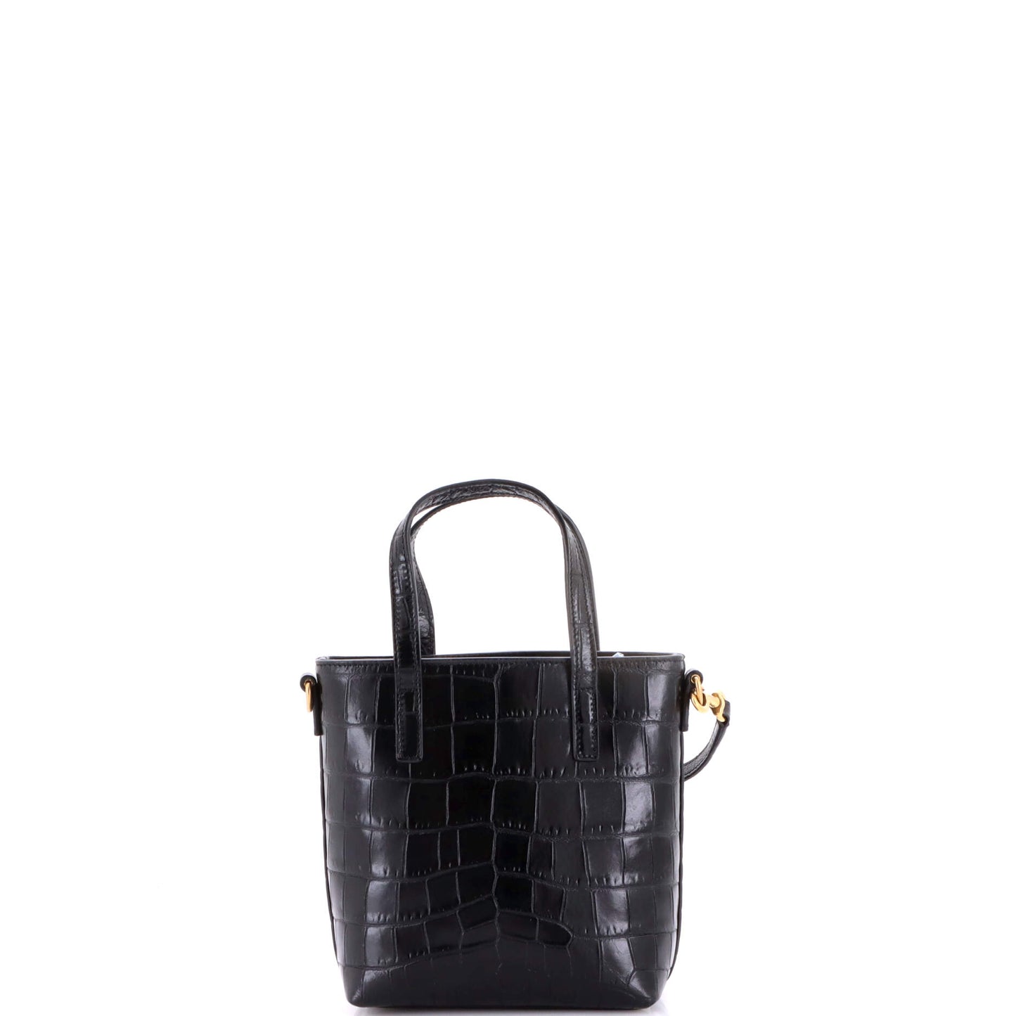 Saint Laurent Crocodile-Embossed Leather Shopper Tote Mini Tote