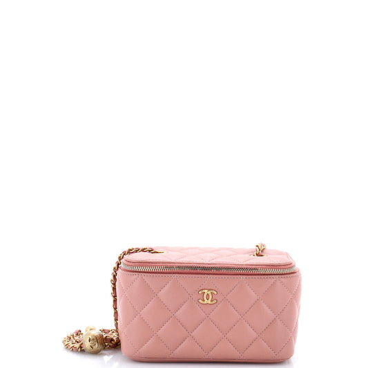 Chanel Pearl Crush Vanity Case, Small, Quilted Lambskin with Chain