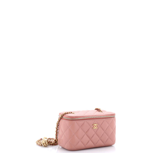 Chanel Pearl Crush Vanity Case, Small, Quilted Lambskin with Chain