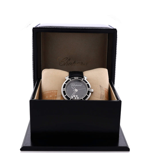Chopard Happy Sport Quartz Watch in Stainless Steel and Alligator with Five Floating Diamonds, 30mm