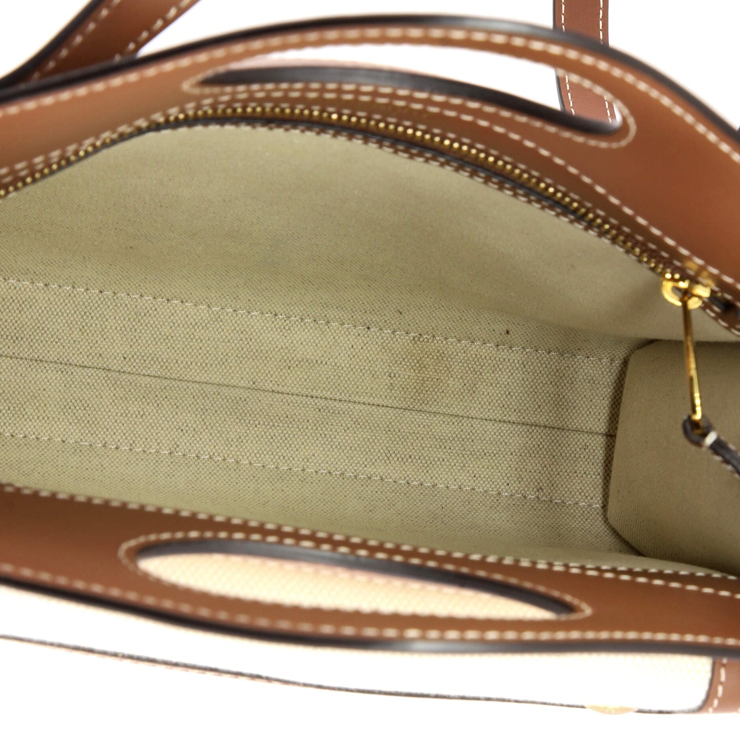 Burberry Logo Pocket Tote Canvas Leather Mini