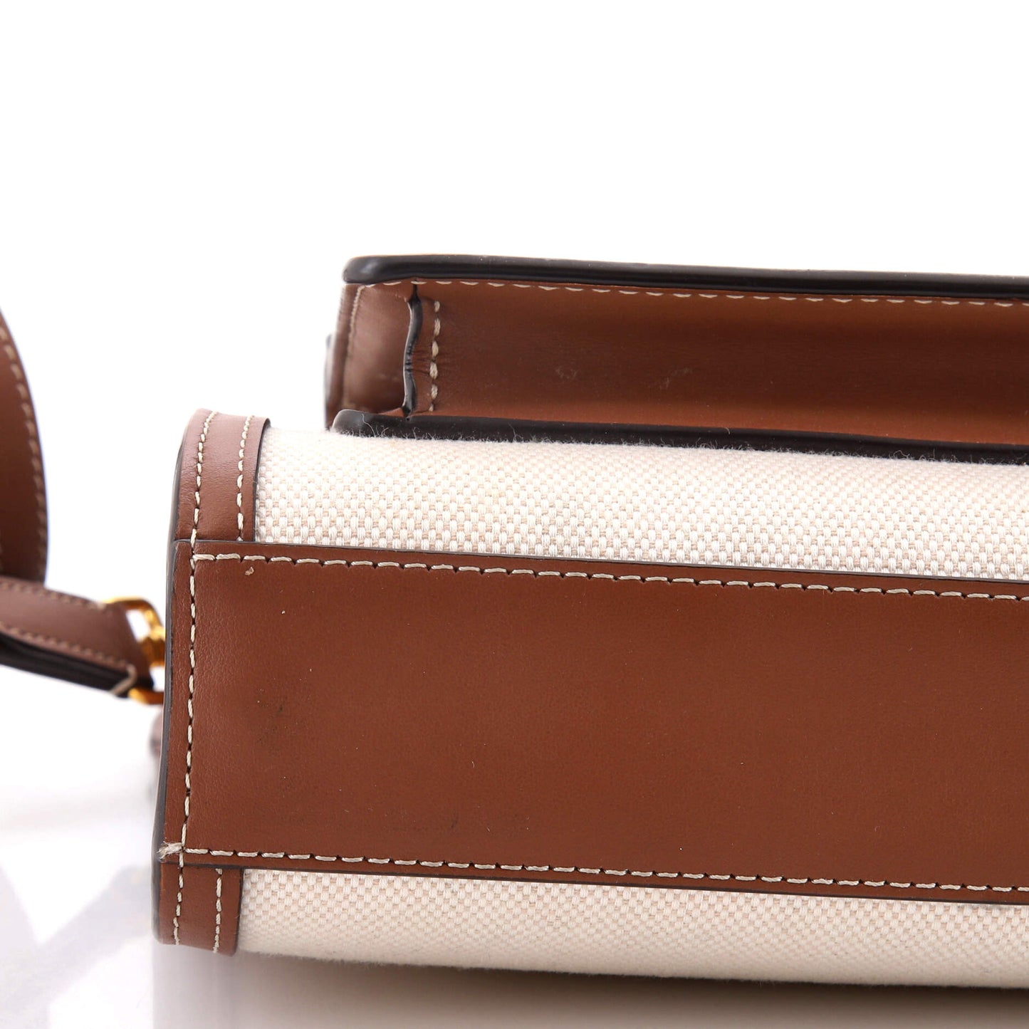 Burberry Logo Pocket Tote Canvas Leather Mini
