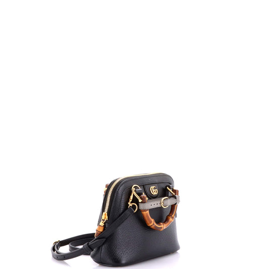 Gucci Diana NM Bamboo Dome Top Handle Bag in Leather, Mini