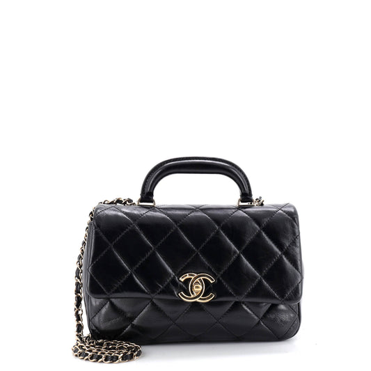 Chanel Coco Trip Flap Bag, Quilted Shiny Lambskin, Medium