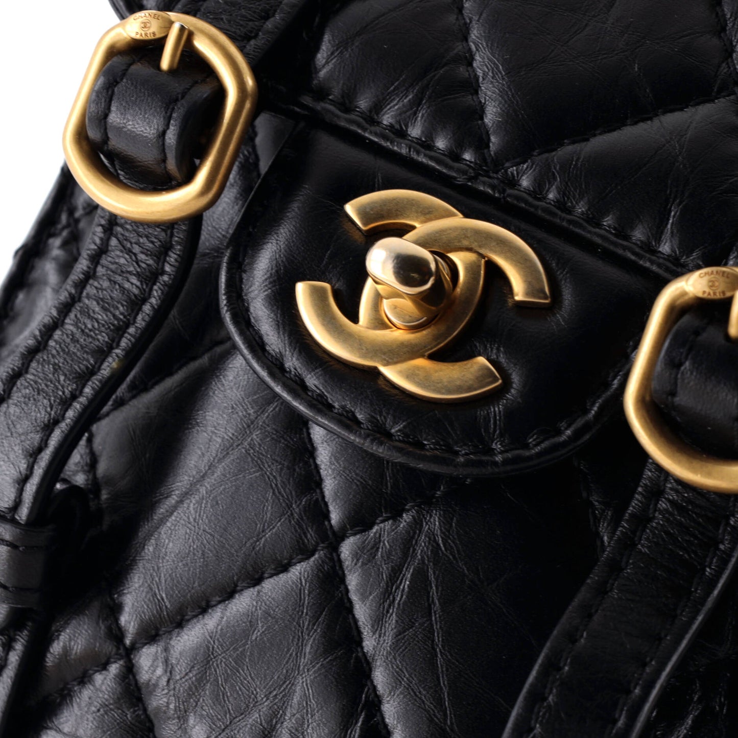 Chanel City School Mini Flap Messenger Bag in Quilted Aged Calfskin