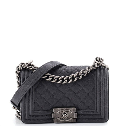 Chanel Boy Quilted Caviar Flap Bag Small