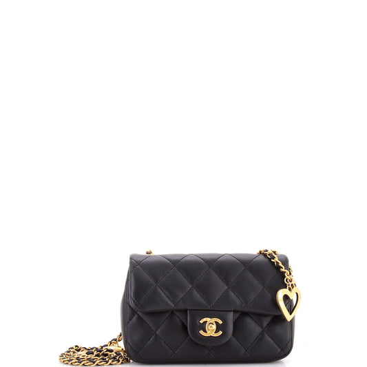 Chanel Heart Charm Flap Bag, Quilted Lambskin, Mini