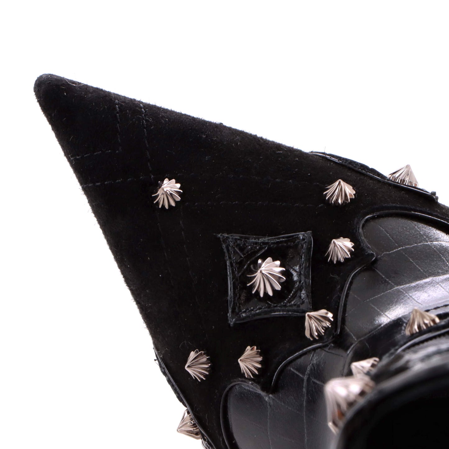 Christian Louboutin Women's Bootytiag Western Boots in Crocodile-Embossed Leather, Suede, and Mesh