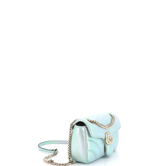 Gucci GG Marmont Chevron Iridescent Leather Flap Bag, Small