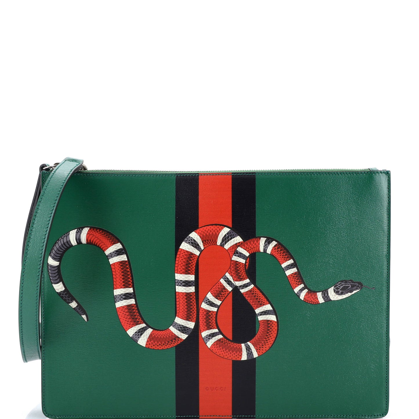 Gucci large snake print leather messenger bag