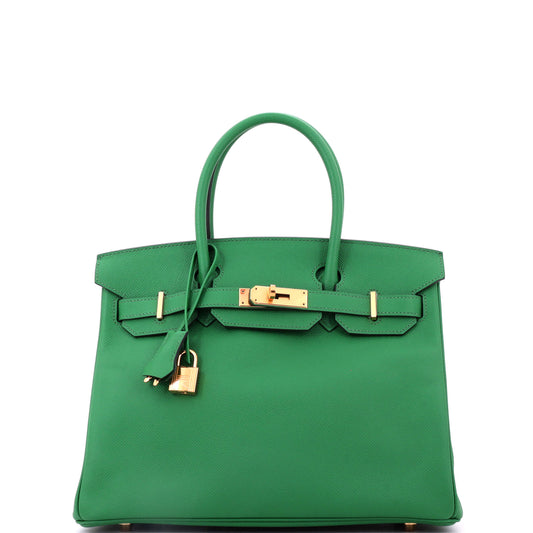 Hermès Birkin handbag, green, Epsom leather, gold hardware, size 30