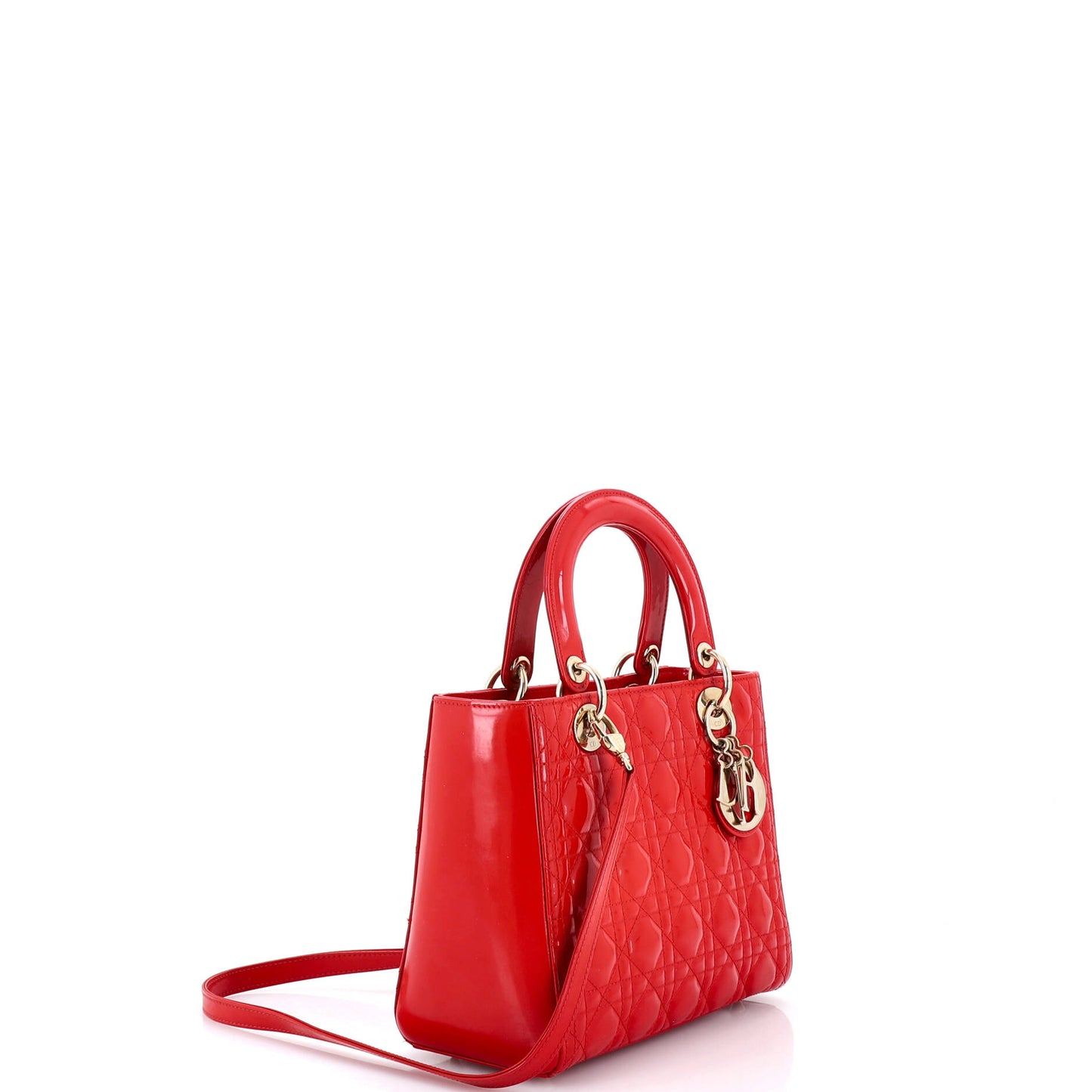 Christian Dior Lady Dior Cannage Quilted Enamel Medium Bag