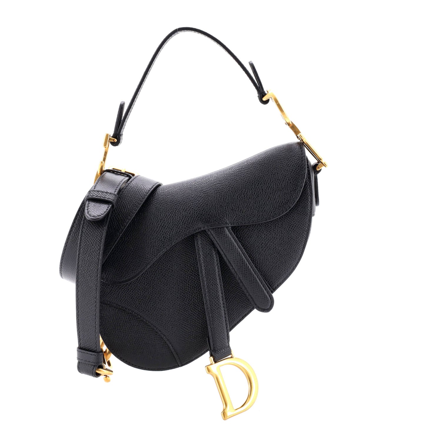 Christian Dior Saddle Handbag with Strap, Leather, Mini