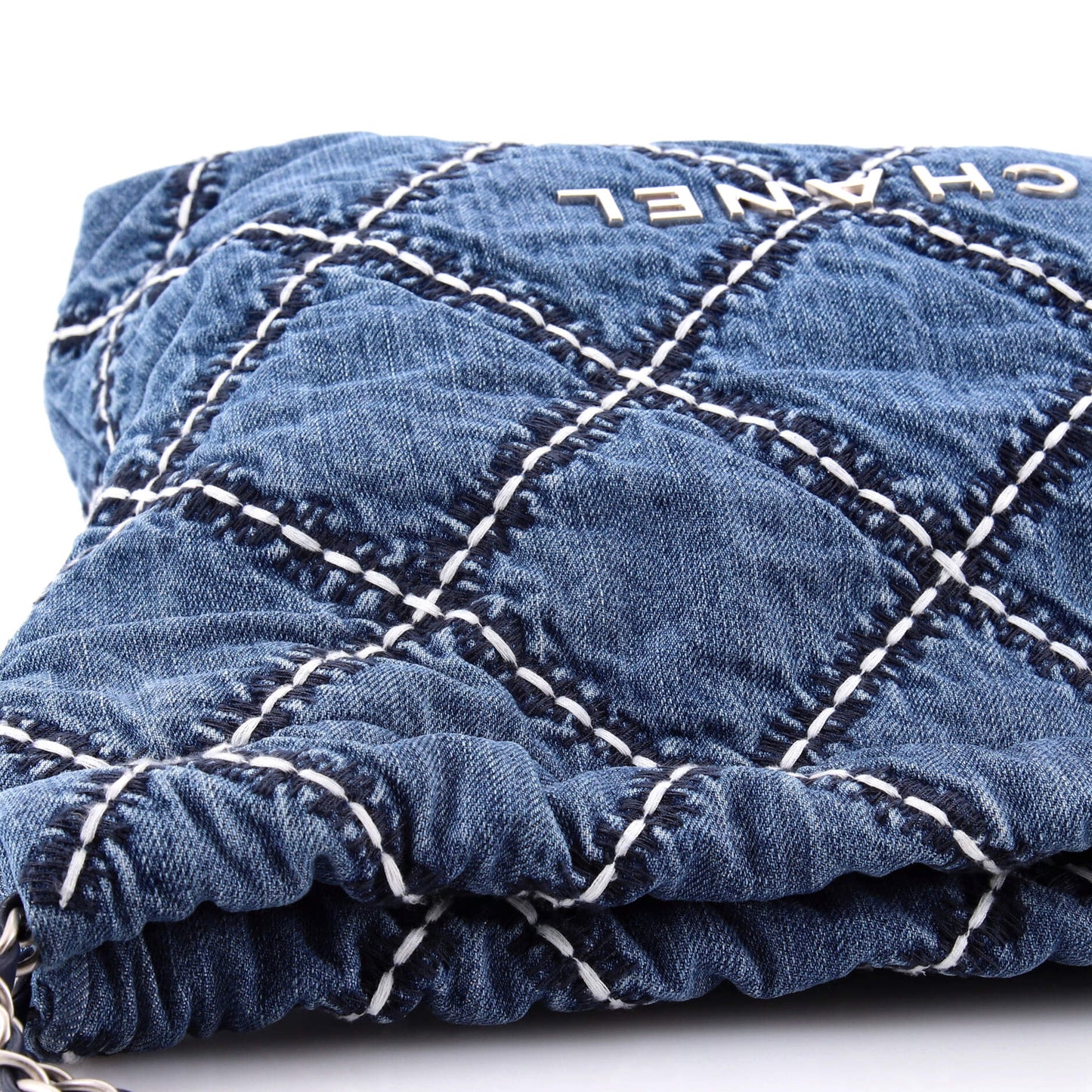 Chanel 22 Chain Hobo Bag, Quilted Stitch Denim, Small
