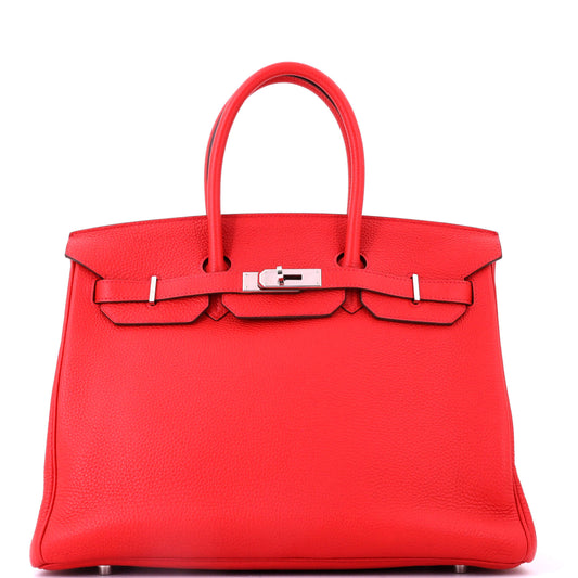 Hermès Birkin Handbag Red Togo with Palladium Hardware, Size 35